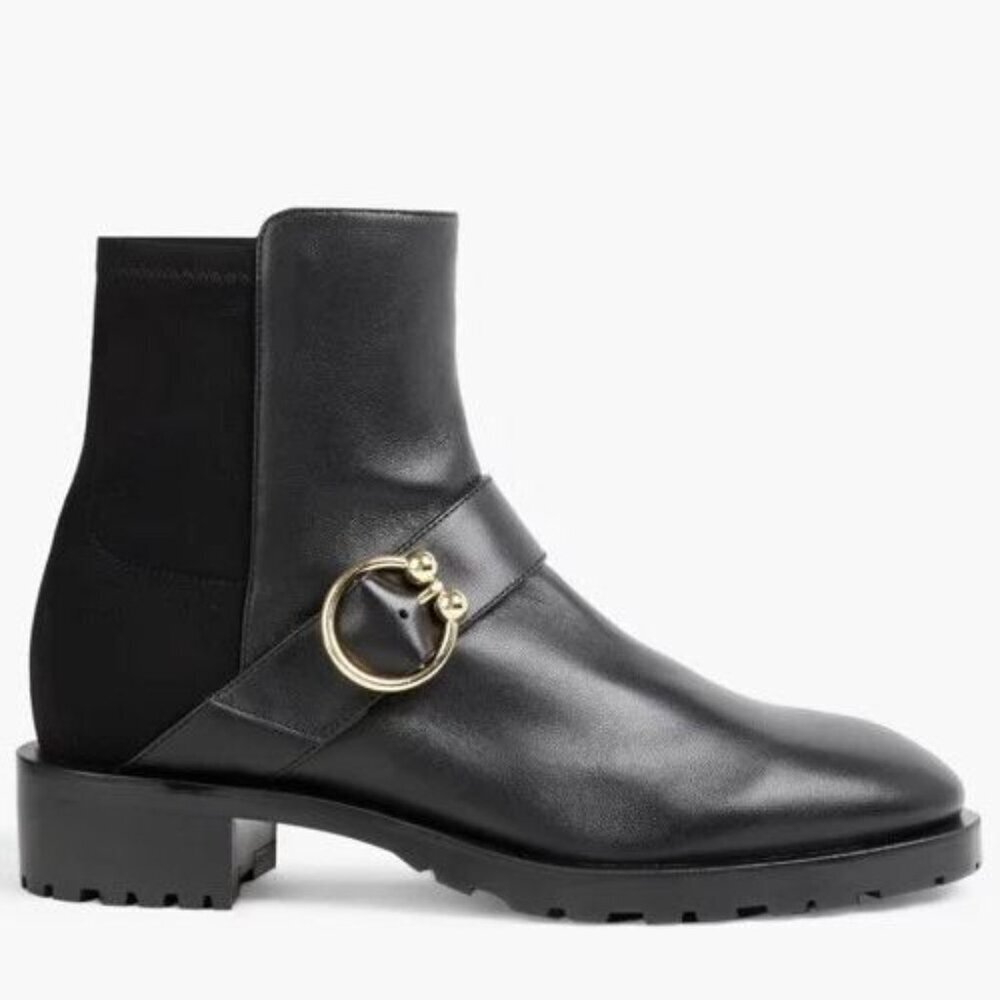 Stuart Weitzman Black Luxering Suede And Neoprene Ankle Boots Size 8B